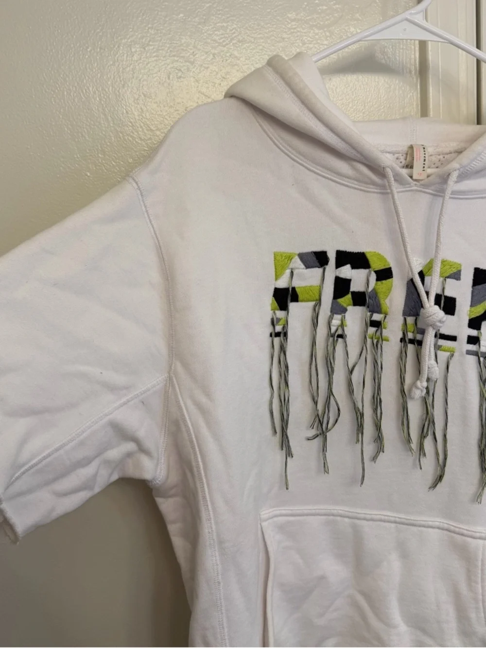Free People Movement Freestyle Hoodie Sweatshirt White Short Sleeve Small